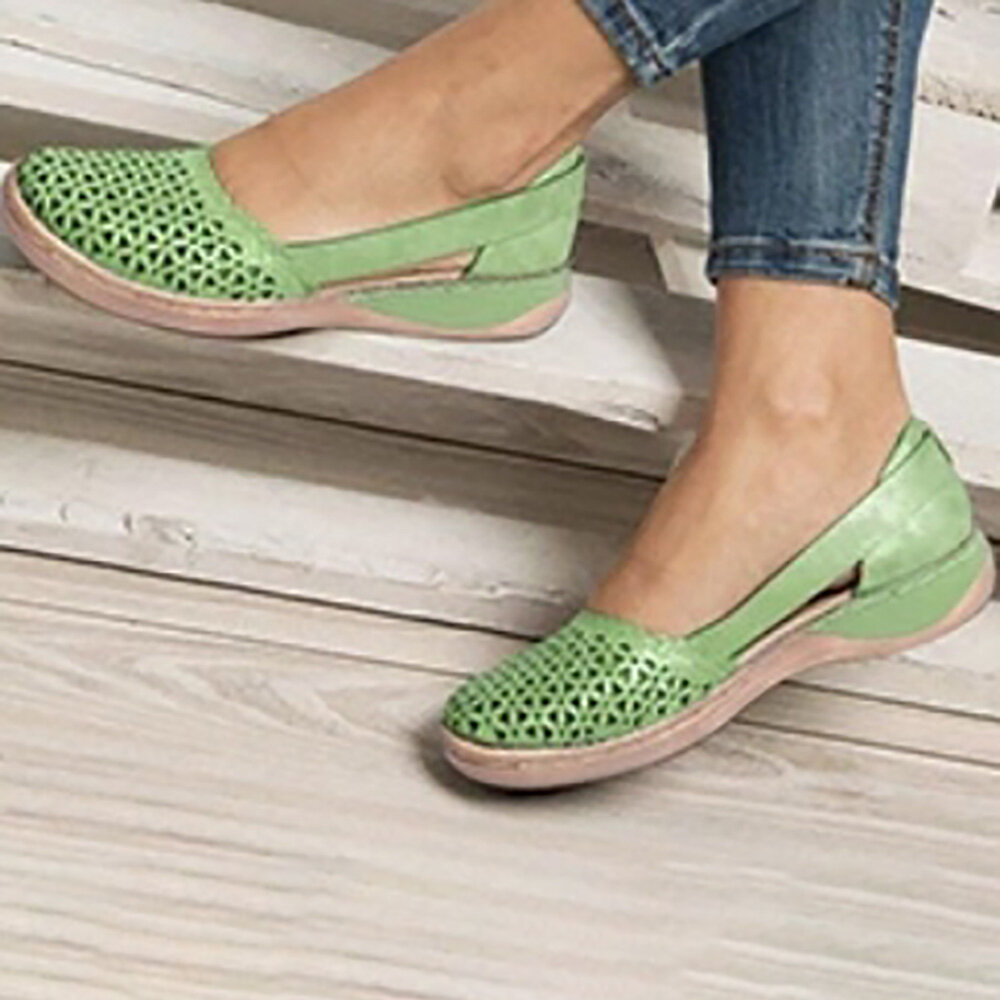 Women Casual Comfy Breathable Hollow Slip On Flats