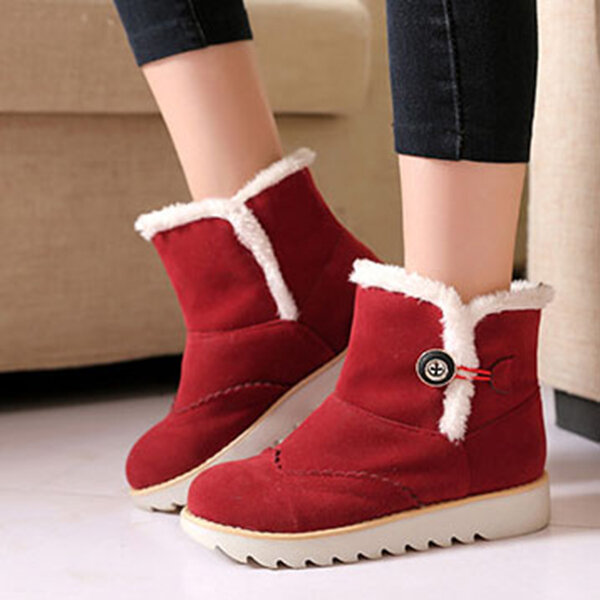 Large Size Microfiber Buckle Slip Leather Stitching Slip-on Snow Short Ankle Boots 