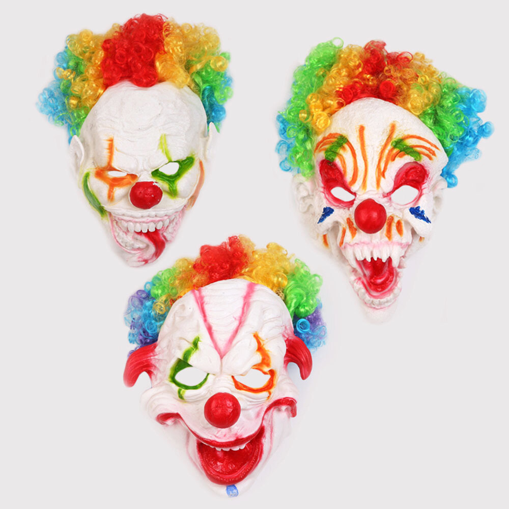 

Halloween Clown Mask Color Explosion Head Big Mouth Long Tongue Joker Mask Horror Scary Masquerade
