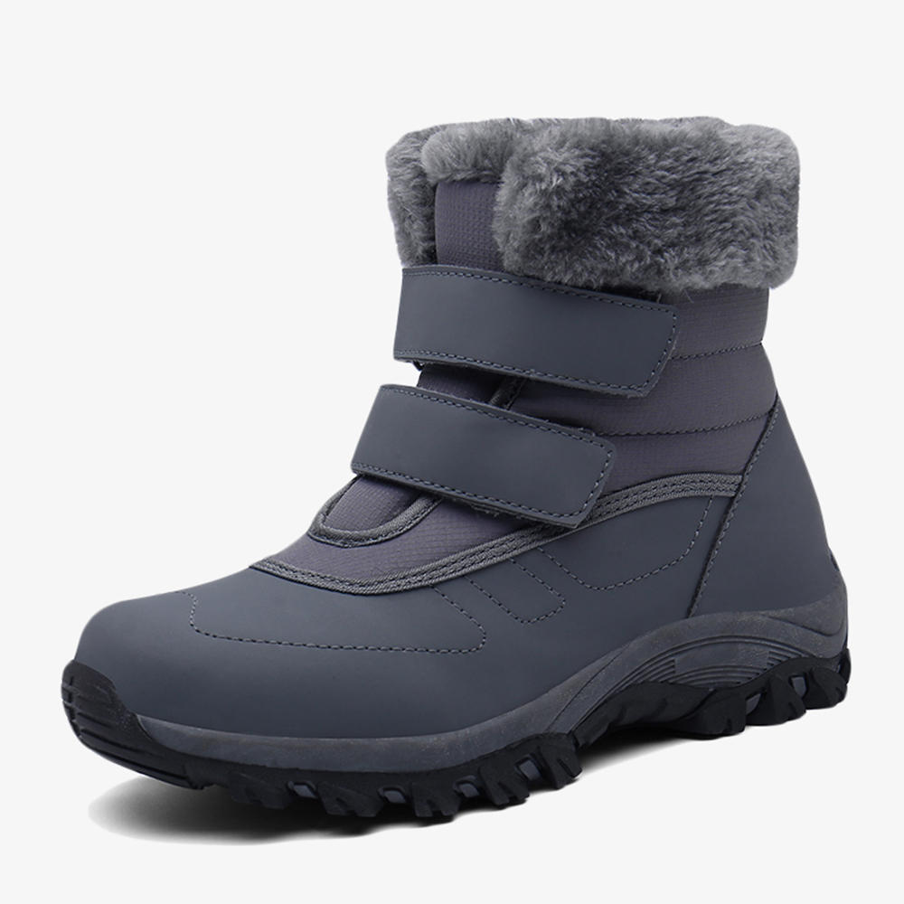 Suede Slip Resistant Hook Loop Mid Calf Warm Fur Outdoor Snow Boots