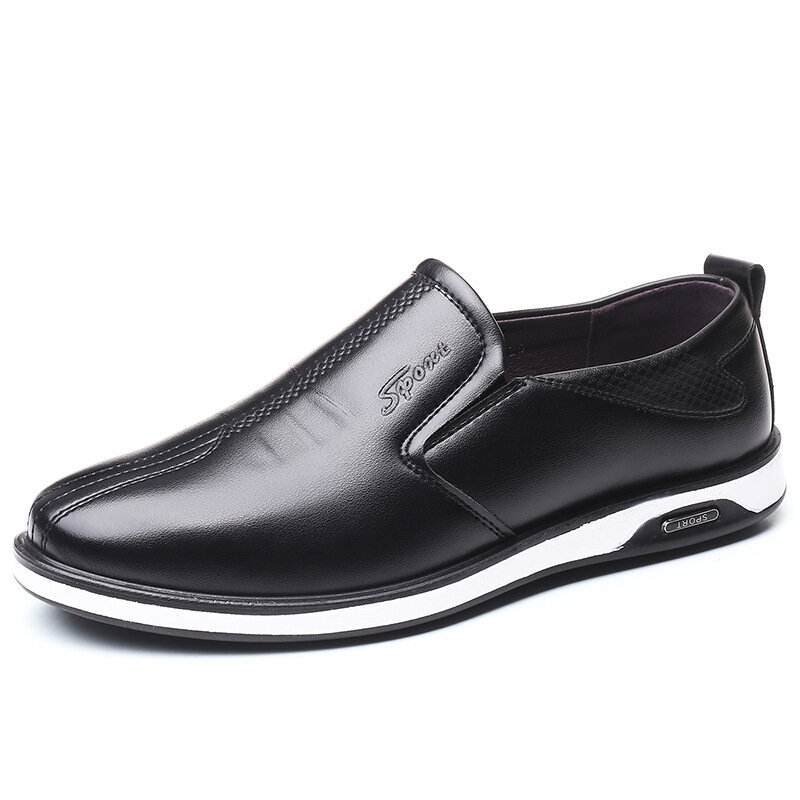 Men Pure Color Microfiber Leather Non Slip Slip On Shoes 