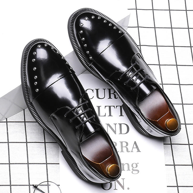 Men Microfiber Leather Non Slip Metal Decoration Casual Formal Shoes
