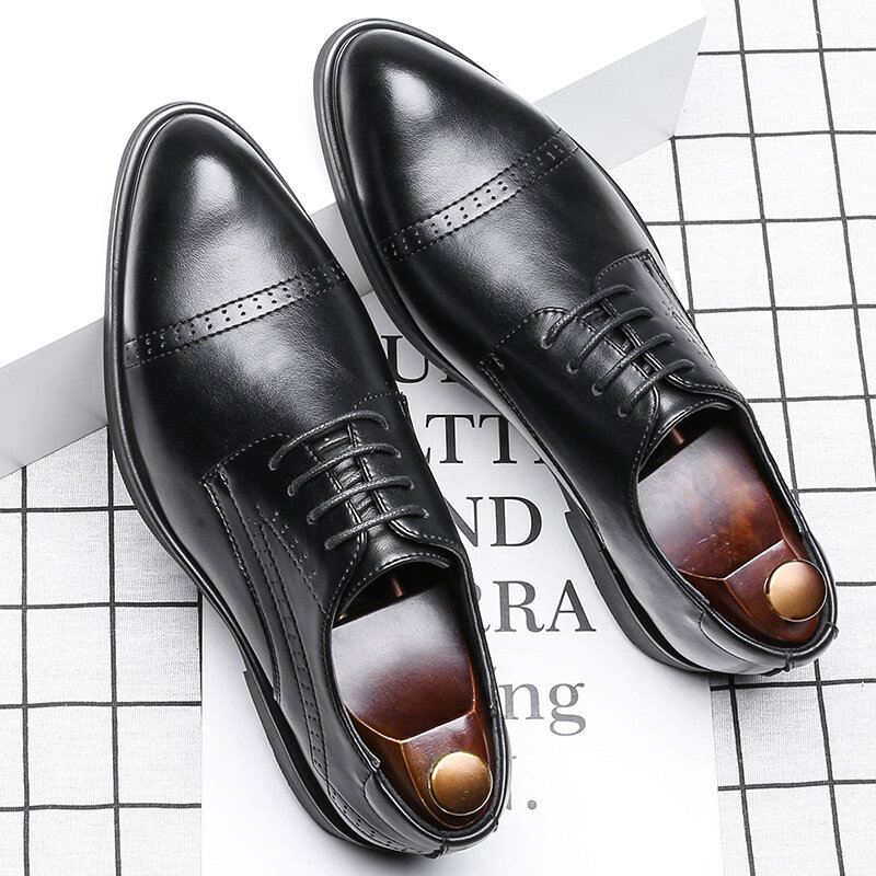 Men Microfiber Leather Non Slip Wearable Business Casual Formal Shoes