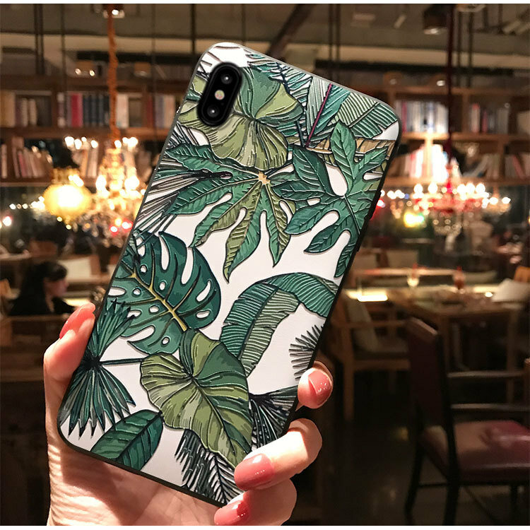 

Double Flower Jungle For Iphonexs Max Embossed Protective Cover X23 Silicone Soft Shell R17 Phone Case, Rainforest;jungle double flower;palm pineapple