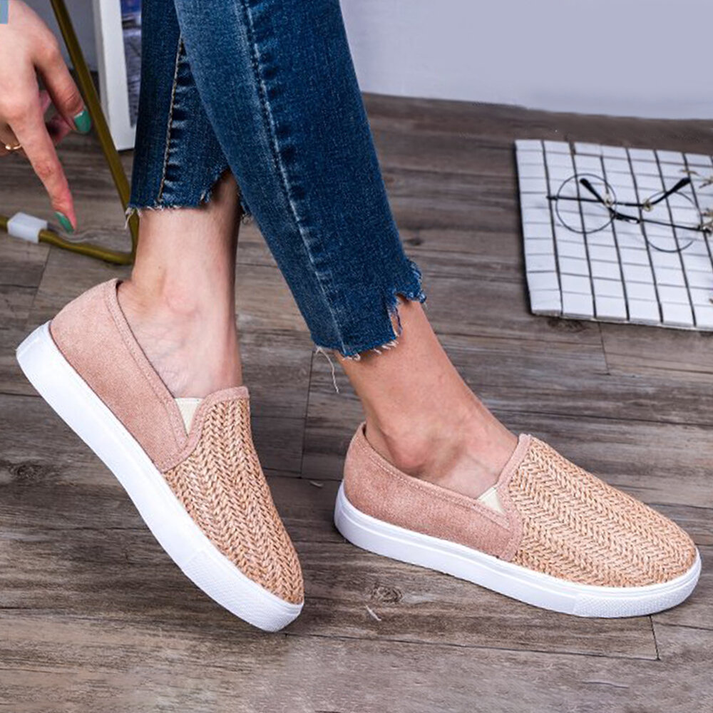 Large Size Women Casual Comfy Braided Slip On Flat Loafers