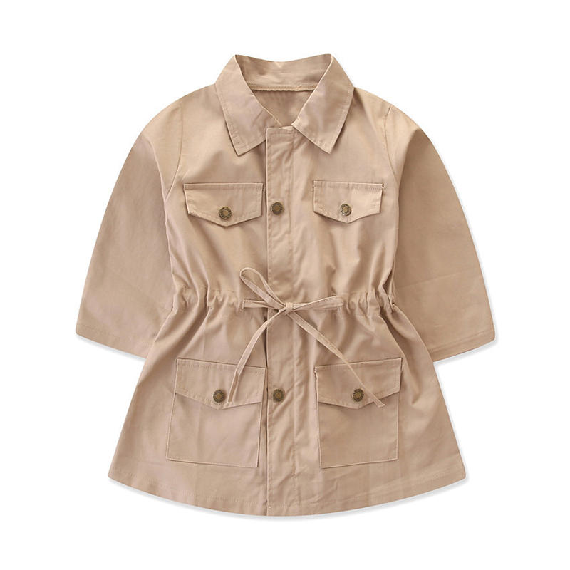 Girls Solid Color Casual Jacket For 2-9Y