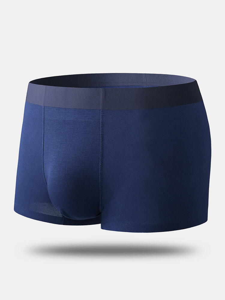 

Seamless Breathable Pouch Modal Underwear Plain Comfy Boxer Briefs for Men, Black;gray;royal blue;purple