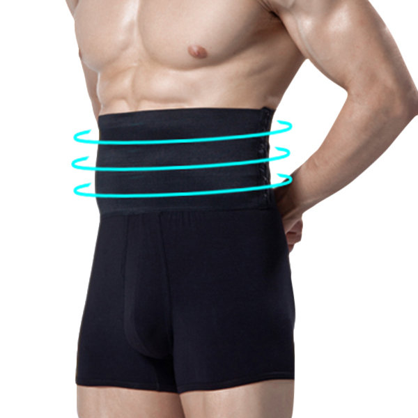 High Waist Breasted Abdomen Belt Slimming Pressure Boxers Body Shaper for Men
