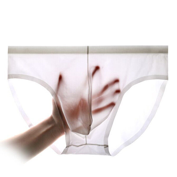 Casual Breathable Ice Silk Transparent Thin Breathable Seamless Stretch Briefs for Men