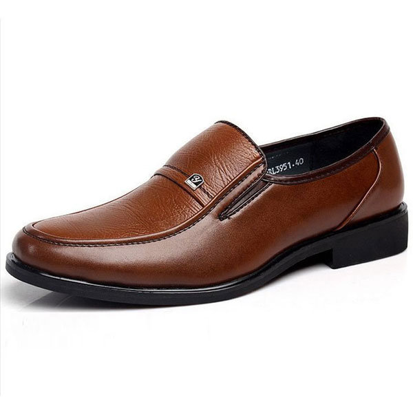Mens Leather British Style Brown Flat Formal Business Casual Shoes