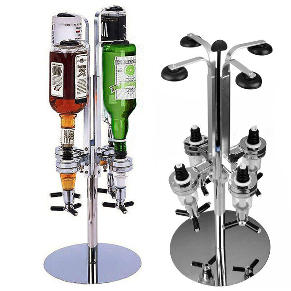 4 Heads Stainless Steel Bar Butler Rotary Wine Juice Cocktail Dispenser Holder