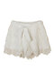 Lace Chiffon  Elastic Waist Hem Crochet Drawstring Shorts  - White