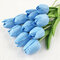Flores Artificiales Falso de los ramos de Flores Artificiales de los tulipanes de seda 10PCS - Azul