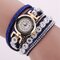 Fashionable Multilayer Wrist Watch Bling Rhinestone Round Dial Bracelet Women Watch - Royal