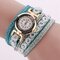 Fashionable Multilayer Wrist Watch Bling Rhinestone Round Dial Bracelet Women Watch - Sky Blue