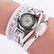 Montre à bracelet en cuir de quartz électronique de montre de mode de luxe des femmes - blanc