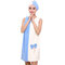Flannel Soft Absorbent Skirts Salon Bathrobe Women SPA Bath Towel With Hair Dry Cap - Blue & White