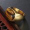 Vintage Tiger Eye Stone Mens Rings Titanium Steel Finger Rings Gift for Men - Gold