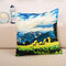 Landscape Oil Painting Throw Pillow Case Soft Sofa Car Office Back Cushion Cover - C