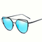 Women UV400 Retro Cat Eye Sunglasses Flat Lens Metal Frame Oversized Mirror Eyewear - #09