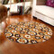 80x80cm Coral Velvet Bathroom Absorbent Carpet Anti Slip Doorsill Round Mat Rug - Coffee Garland