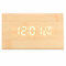 USB Voice Control Wooden Triangle Temperature LED Digital Alarm Clock Humidity Thermometer - Wooden