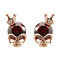Punk Skull Crown Halloween Ear Stud Exquisite Zinc Alloy Rhinestones Earrings for Women - Red