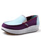 Canvas Color Blocking Sport Running Rocker Sole Casual Outdoor Shoes - Purple