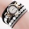 Fashionable Multilayer Wrist Watch Bling Rhinestone Round Dial Bracelet Women Watch - Black