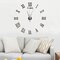 Large 3D DIY Wall Clock Roman Numerals Clock Frameless Mirror Surface Wall Sticker Home Decor  - Black