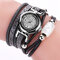 Montre à bracelet en cuir de quartz électronique de montre de mode de luxe des femmes - Noir