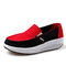 Canvas Color Blocking Sport Running Rocker Sole Casual Outdoor Shoes - Red
