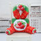 Almofada de pelúcia 3D Fruit Impressão em fouma de U Pescoço Cintura Almofada Sofá-cama Decouação de cadeira de carro de escritório - Morangos vermelhos