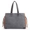 Women Canvas Handbag Casual Large Capacity Color Block Tote Bag Handbag  - Gray