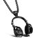 Men's Titanium Steel Earphone Shape Pendant Charm Necklace Hip Hop Accessories - Black