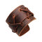 Punk Black Brown Men's Leather Bracelet Woven Adjustable Belt Bangle Bracelet Wristband for Men - Brown