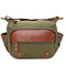 Ekphero Genuine Leather Shoulder Bags Front Pockets Crossbody Bags Vintage Messenger Bags - Army Green