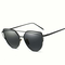 Women UV400 Retro Cat Eye Sunglasses Flat Lens Metal Frame Oversized Mirror Eyewear - #01
