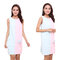 Flannel Soft Absorbent Skirts Salon Bathrobe Women SPA Bath Towel With Hair Dry Cap - Blue+Pink