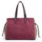 Women Canvas Handbag Casual Large Capacity Color Block Tote Bag Handbag  - Dark Purple