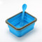 Zusammenklappbare Silikon-Brotdose BPA-freier faltbarer Bento-Lebensmittelbehälter mit Geschirr - Blau