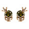 Punk Skull Crown Halloween Ear Stud Exquisite Zinc Alloy Rhinestones Earrings for Women - Green