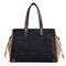 Women Canvas Handbag Casual Large Capacity Color Block Tote Bag Handbag  - Black