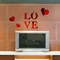 3D Multi-color Love Silver DIY Shape Mirror Wall Stickers Home Wall Bedroom Office Decor - Red