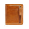 Women Genuine Leather Wallet Card Holder Portable Wallet Purse - Camel