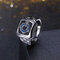INALIS Women's 14mm Elegant Shiny Zircon Ring Gun Black Plated Ring  - Blue
