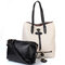 Women 2PCS Elegant Casual Vintage Tassels Handbags Leisure Shopping Shoulder Bags - Beige