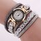 Fashionable Multilayer Wrist Watch Bling Rhinestone Round Dial Bracelet Women Watch - Grey