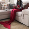 Yarn Knitted Mermaid Tail Blanket Handmade Crochet Throw Super Soft Sofa Bed Mat Sleeping Bag - Red