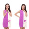Flannel Soft Absorbent Skirts Salon Bathrobe Women SPA Bath Towel With Hair Dry Cap - Purple&White